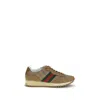 Gucci Men Re-motion Gg Nylon And Suede Sneakers In Brown