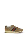 Gucci Men Re-motion Gg Nylon And Suede Sneakers In Brown