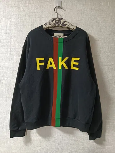 Pre-owned Gucci 'not Fake' Sweatshirt In Black