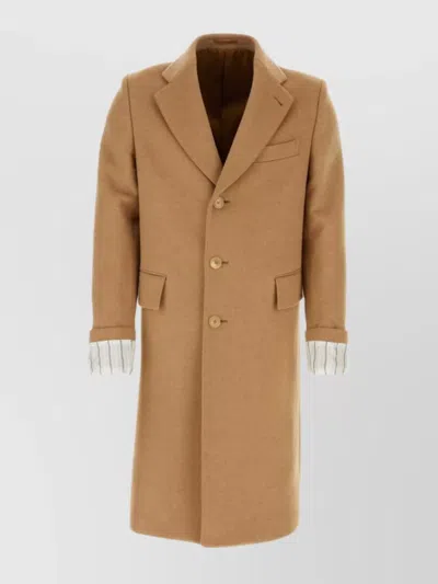 Gucci Men Camel Wool Coat In Brown