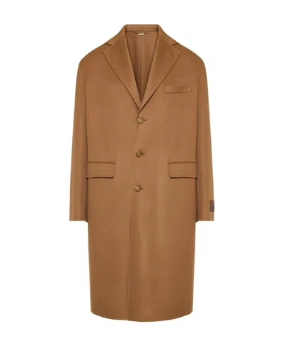 Gucci Notched-lapels Single-breasted Coat In Brown