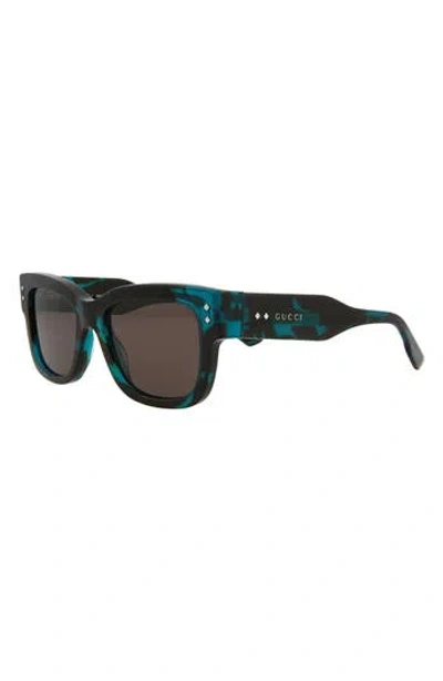 Gucci Novelty 53mm Rectangular Sunglasses In Blue Havana Grey