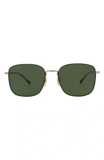 Gucci Novelty 58mm Rectangular Sunglasses In Gold Havana Green
