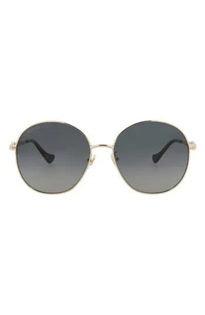 Gucci Novelty 59mm Round Sunglasses In Gold Gold Grey