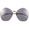 Gucci Novelty 65mm Oversize Round Sunglasses In Gold Gold Grey