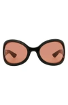 Gucci Novelty 77mm Oversize Shield Sunglasses In Black