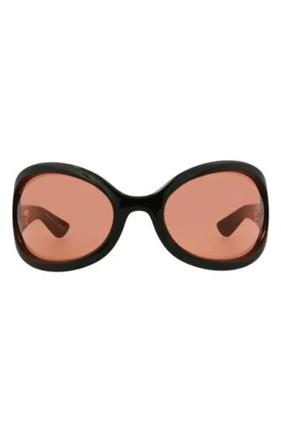 Gucci Novelty 77mm Oversize Shield Sunglasses In Black
