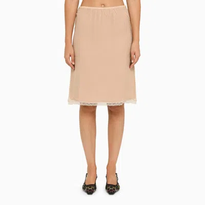 GUCCI GUCCI NUDE ACETATE SKIRT WITH LACE