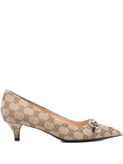 Gucci Nude Fabric Werin 55 Pump In Brown