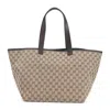 Gucci Leather Trim Tote Bag With Dual Handles In Neutrals