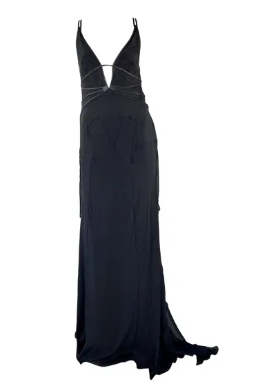 Pre-owned Gucci Nwt F/w 2003  By Tom Ford Black Silk Gown It46