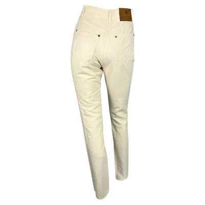 Pre-owned Gucci Nwt S/s 1995  By Tom Ford Gg Cream Cotton Linen Jeans 40it In White