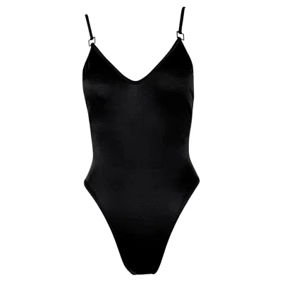 Pre-owned Gucci Nwt S/s 2001  By Tom Ford Black Buckle One-piece Swimsuit Xs