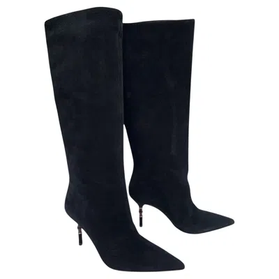 Pre-owned Gucci Nwt Tom Ford For  Black Suede Bamboo Heel Knee Boots Italian 40 - Us 10