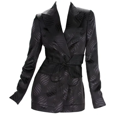Pre-owned Gucci Nwt Tom Ford For  F/w 2002 Brown Silk Kimono Jacket With Obi Belt It. 40