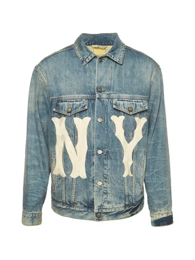Pre-owned Gucci Ny Appliqué Denim Jacket In Blue