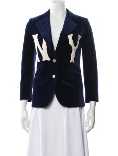 Pre-owned Gucci Ny Yankees Velvet Blazer In Blue