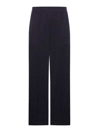 Gucci Nylon And Cotton Gg Pants In Blue