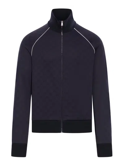 Gucci Nylon And Jersey Gg Jacket With Zip In Blue