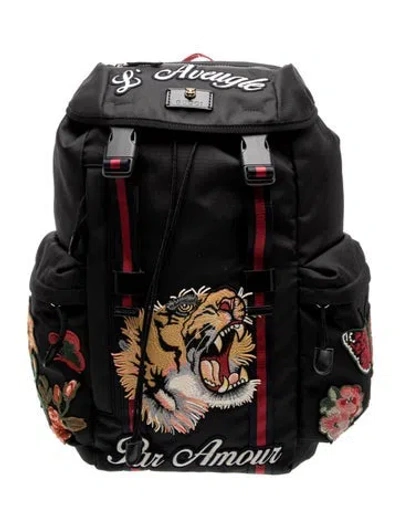 Pre-owned Gucci Nylon Backpack In Black