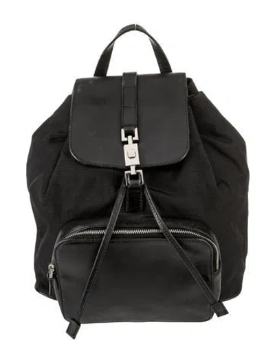 Pre-owned Gucci Nylon Backpack In Black