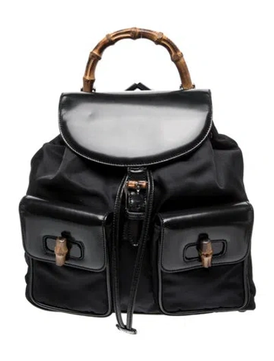Pre-owned Gucci Nylon Backpack In Black