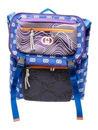 Pre-owned Gucci Nylon Backpack In Blue