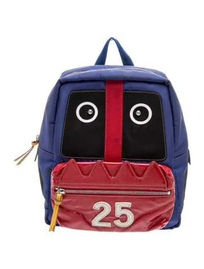 Pre-owned Gucci Kids' Nylon Backpack Medium In Blue/red