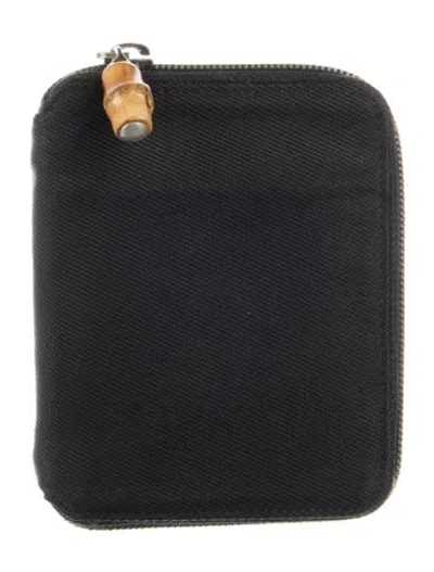 Pre-owned Gucci Nylon Bamboo Wallet Bamboo Accent Wallet In Black