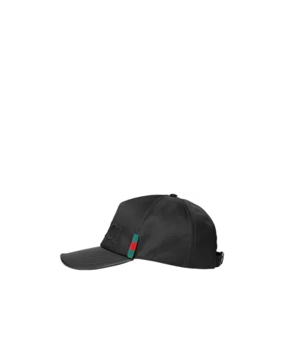 Gucci Nylon Baseball Cap Decorated With  Logo In Black