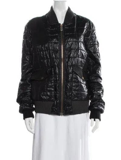 Pre-owned Gucci Nylon Bomber Jacket In Black