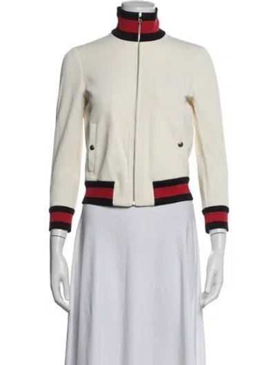 Pre-owned Gucci Nylon Bomber Jacket In Neutrals/red