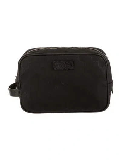 Pre-owned Gucci Nylon Cosmetic Bag In Black