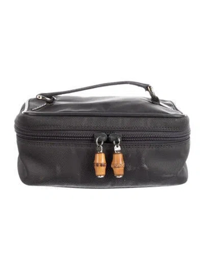 Pre-owned Gucci Nylon Cosmetics Bag In Black