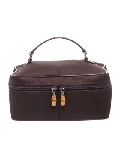 Pre-owned Gucci Nylon Cosmetics Bag In Purple