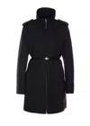 Gucci Belted Waist Nylon Faille Coat With Epaulettes In Black