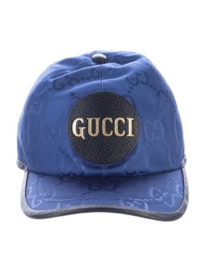 Pre-owned Gucci Nylon Gg Logo Baseball Cap In Blue