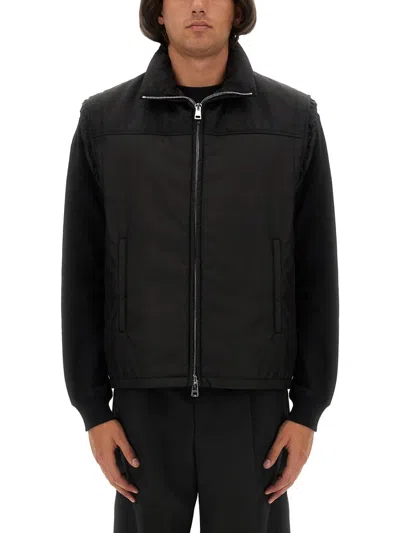 Gucci Quilted High Collar Sleeveless Vest In Black