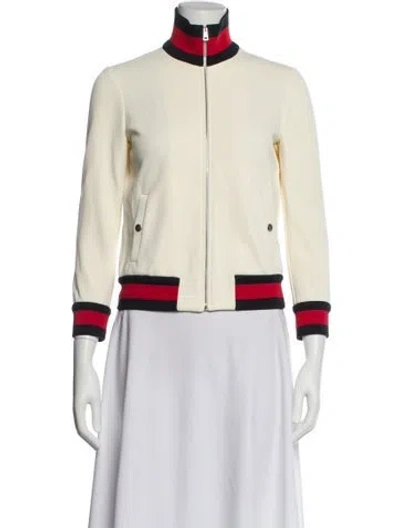 Pre-owned Gucci Nylon Graphic Print Bomber Jacket In Neutral