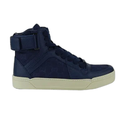 Pre-owned Gucci Nylon Ssima High Top In Blue