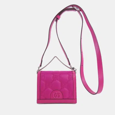 Pre-owned Gucci Nylon Material Gg Long Shoulder Bag In Pink
