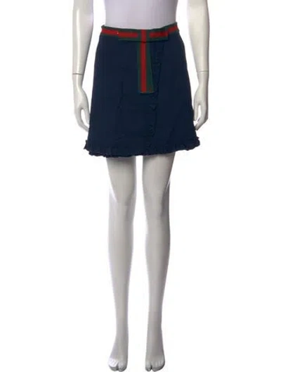 Pre-owned Gucci Nylon Mini Skirt In Blue