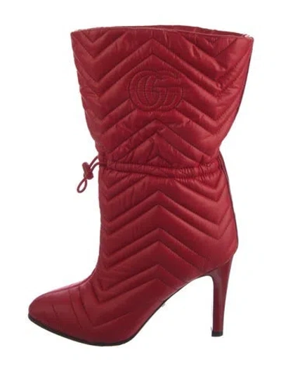 Pre-owned Gucci Nylon Slouch Boots In Red