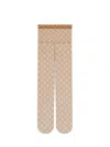 Gucci Nylon Tights With All-over Gg Motif In Neutral