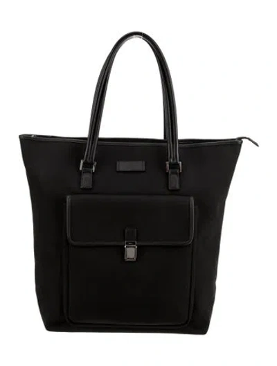 Pre-owned Gucci Nylon Tote In Black