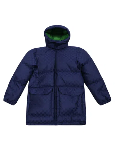Gucci Nylon Zip Jacket In Blue