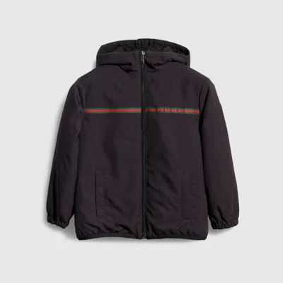 Gucci Kids' Nylon Zip Jacket With Web In Blue