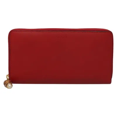 Pre-owned Gucci Nymphaea Red Leather Wallet  ()