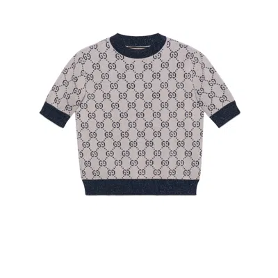 Gucci White Gg Jacquard Knit Sweater