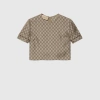 Gucci Oberteil Aus Seide Mit Gg Supreme-print In Beige